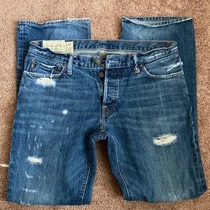 Abercrombie & Fitch distressed mens jeans W34 L32 Slim Boot